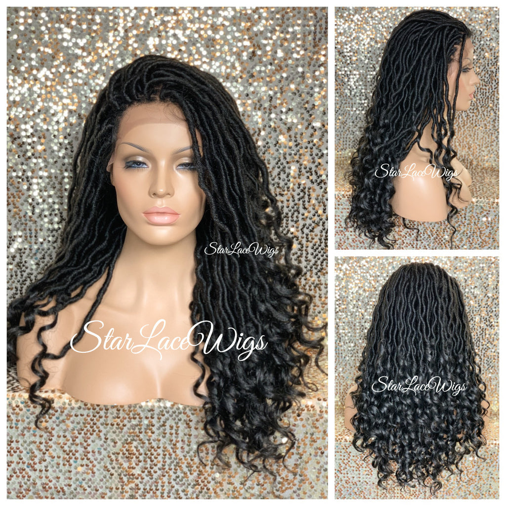 Long Faux Locs Lace Front Wig 4x4 Parting Space Swiss Lace - Lana
