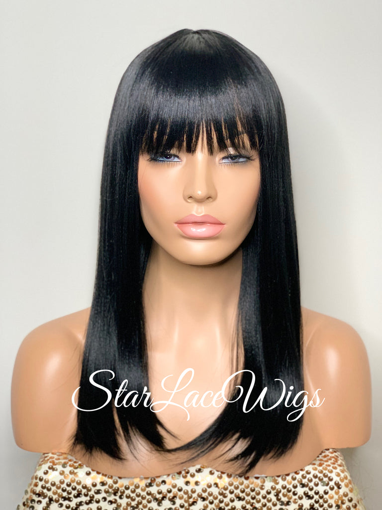 Straight Black Wig With Bangs - Cammy