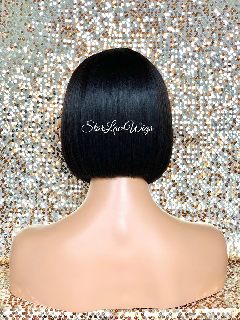 Lace Front Wig Bob Straight Black Brown Middle Part - Marie