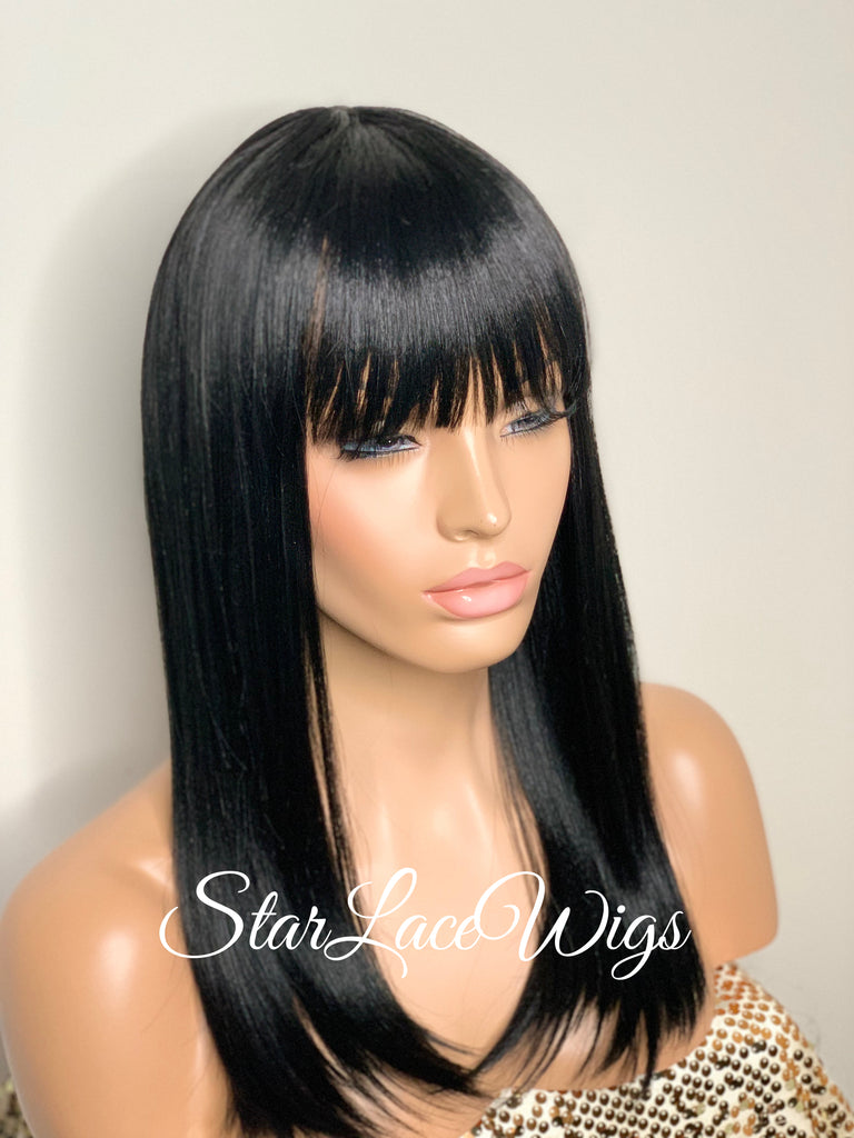Straight Black Wig With Bangs - Cammy