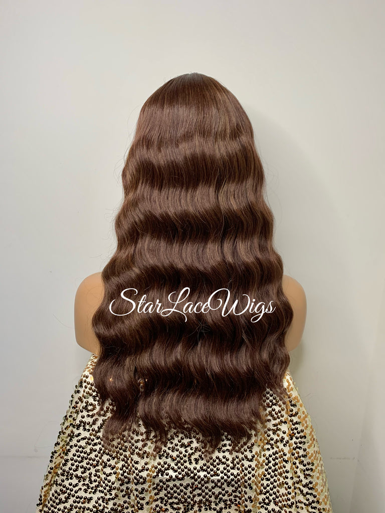 Lace Front Wig Long Wavy Middle Part Brown - Marie