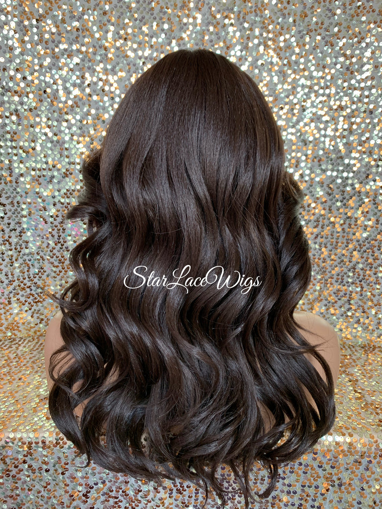 Long Loose Curly Wig Brown #4 Middle Part Synthetic - Lyla