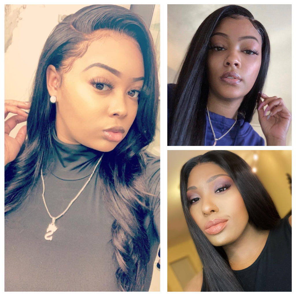 Human Hair Lace Front Wig 13x4 Straight Natural Black - Adrienne