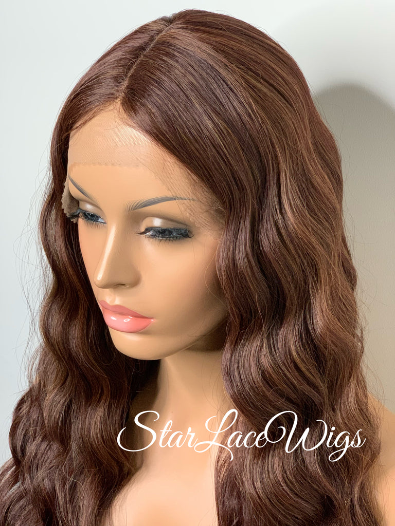 Lace Front Wig Long Wavy Middle Part Brown - Marie