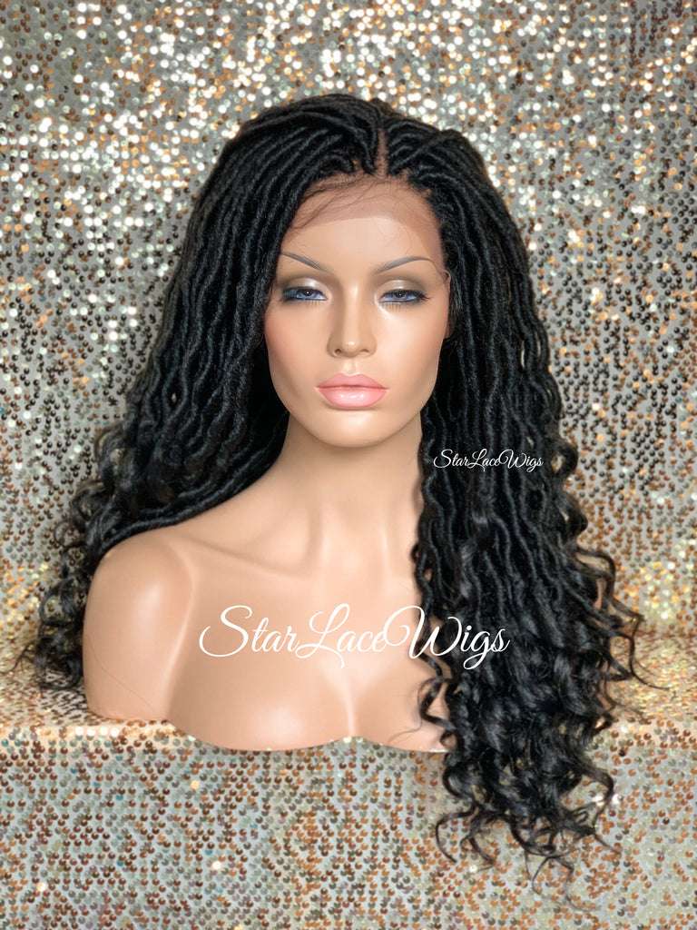 Long Faux Locs Lace Front Wig 4x4 Parting Space Swiss Lace - Lana