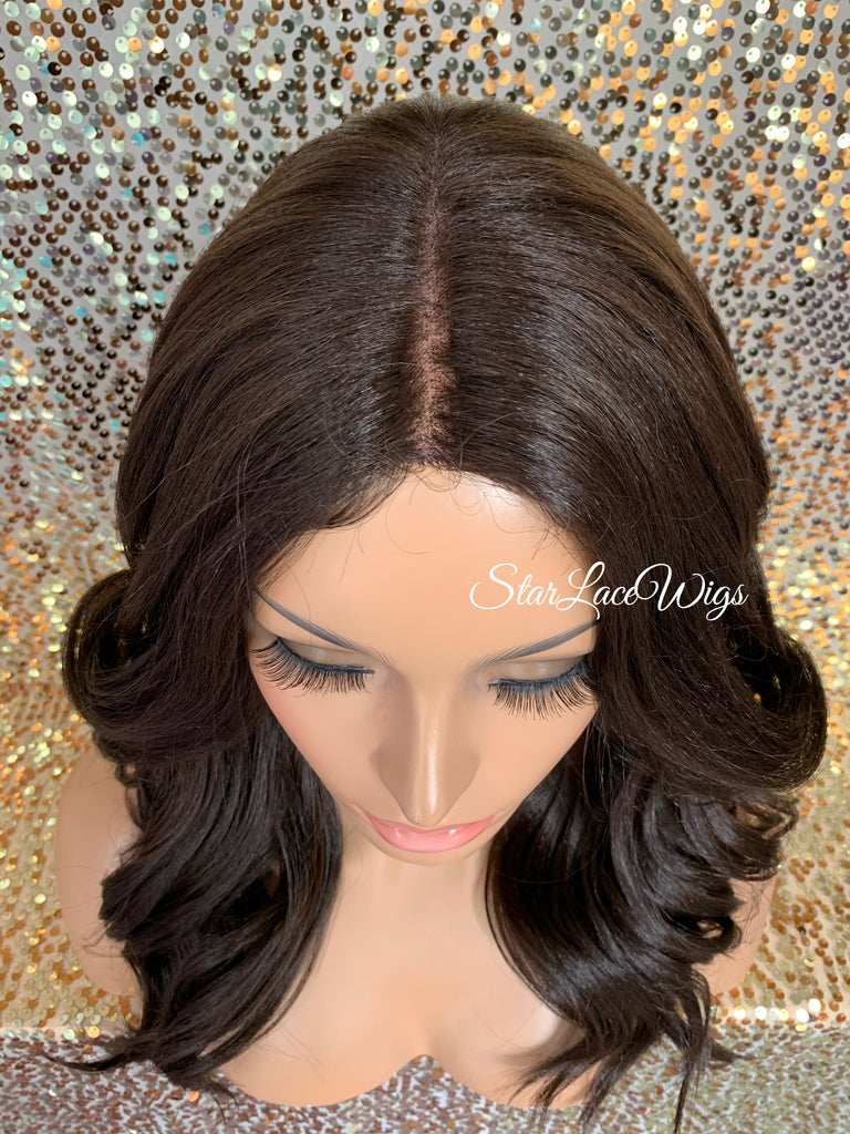 Long Loose Curly Wig Brown #4 Middle Part Synthetic - Lyla