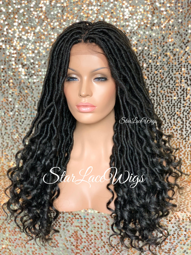 Long Faux Locs Lace Front Wig 4x4 Parting Space Swiss Lace - Lana