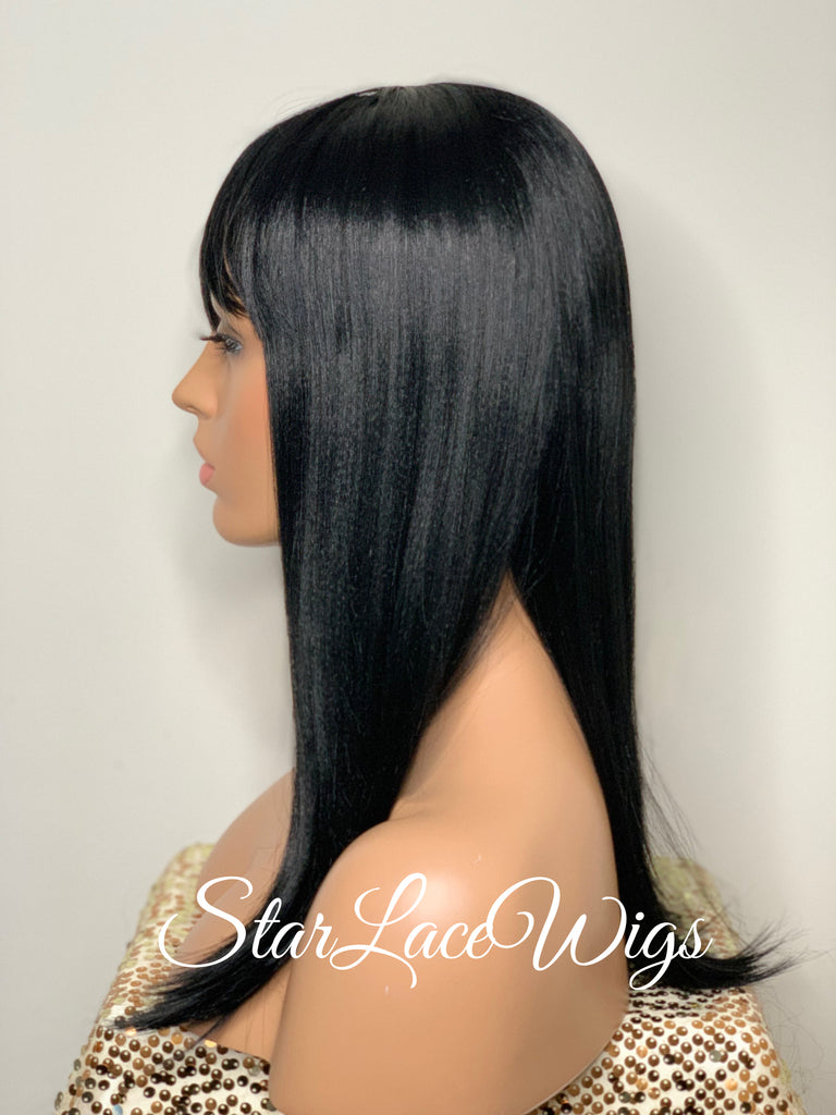 Straight Black Wig With Bangs - Cammy