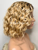 Lace Front Wig Short Wavy Blonde Synthetic Bob Brown Roots - Winnie