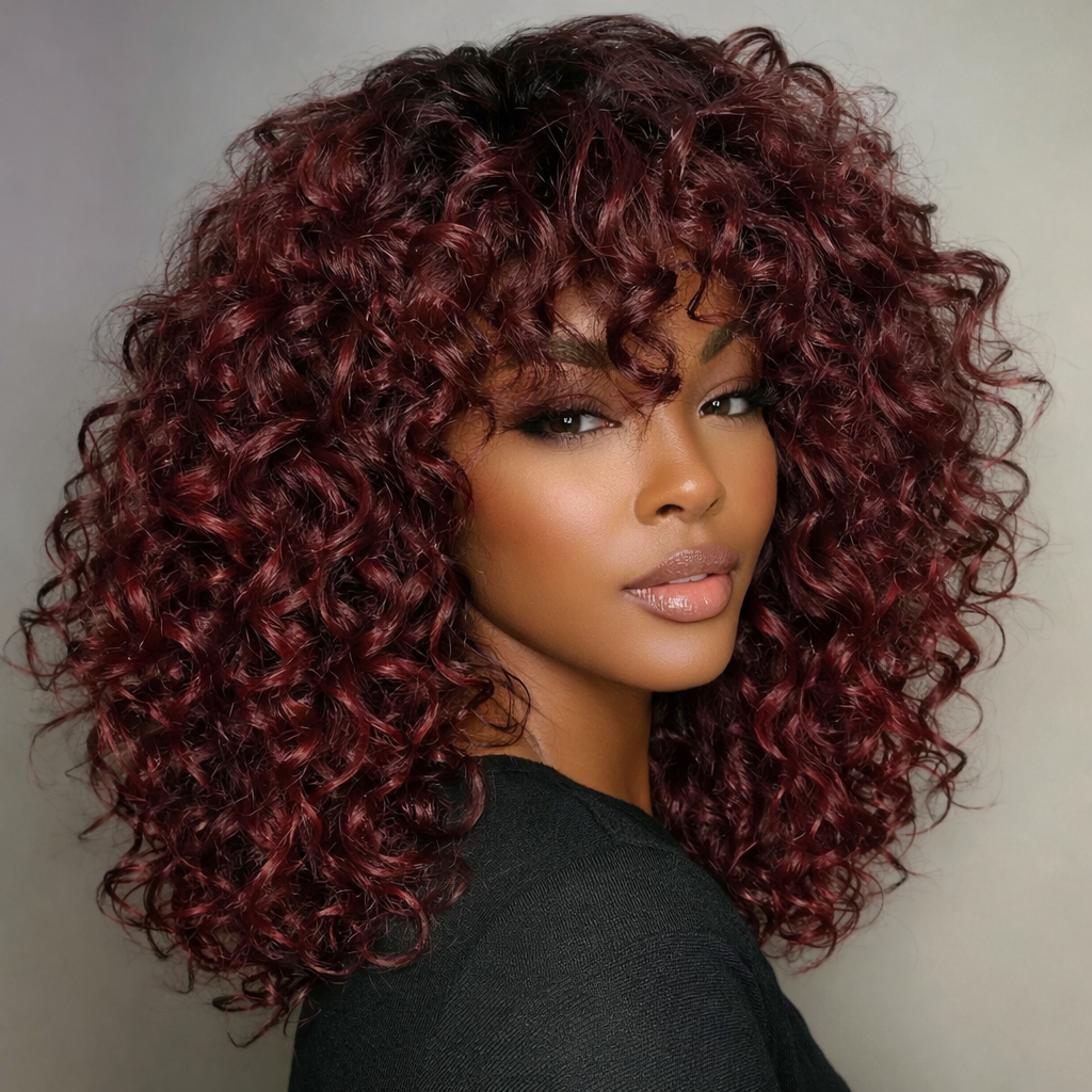 Curly Bob Wig Bangs - Aurelia