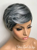 Pixie Cut Wig with Bangs Short Straight Salt & Pepper - Marie