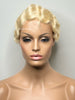 Short Wavy Wig Human Hair Blonde Side Part Wavy Finger Wave Wig - Alice