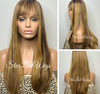 Long Straight Honey Blonde Brown Wig With Bangs - Alina