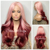 Long 2 Toned Pink Red Lace Front Wig (13x4) Free Part - Julez