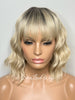 Blonde Wavy Bob Wig with Bangs Rooted - Grace