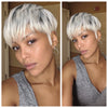 Short Straight White Platinum Blonde Pixie Wig Bangs - Jean
