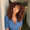 Curly Dark Ginger Bob Wig Bangs - Aurelia