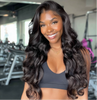 Long Curly Human Hair Blend HD Lace Closure Wig (5x5) Parting Space - Romy