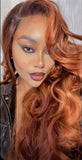Copper Ginger Long Curly Lace Front Wig (13x6) Curly Free Part - Caroline