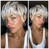 Short Straight White Platinum Blonde Pixie Wig Bangs - Jean