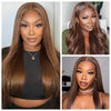 Long Human Hair Lace Front Wig Straight Brown 13x6 - Clarissa