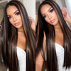 Long Straight Highlights Lace Front Wig (13x6) Free Part - Tish