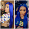 Long Blue Straight Lace Front Wig Center Part - Stella