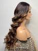 Long Curly Brown Highlights Mix HD Lace Front Wig Center Part - Teresa