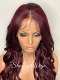 Long Burgundy Red Lace Front Wig (6x13) Free Part - Sharon