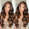 Long Loose Curls Lace Front Wig (13x6) Brown with Highlights - Lucinda