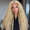Long Wavy Human Hair Blend HD Lace Front Wig (13x6) Blonde #613 - Gloria