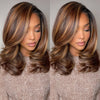 Lace Front Wig HD Long Straight Layers Brown Auburn Mix - Justina