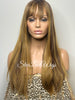 Long Straight Honey Blonde Brown Wig With Bangs - Alina