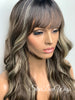 Long Wavy Brown Wig Center Part Blonde Highlights Bangs - Tiffany