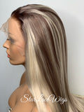 Long Straight Lace Front Wig (13x4) Ash Platinum Blonde Balayage - Paige