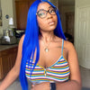 Long Blue Straight Lace Front Wig Center Part - Stella