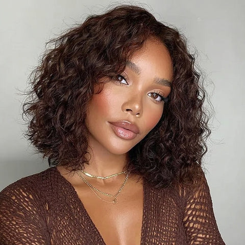 Human Hair Bob Lace Front Wig 13x4 Straight Burgundy - Lena