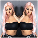 Long Pastel Pink Straight Lace Front Wig Center Part - Genesis
