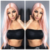 Long Pastel Pink Straight Lace Front Wig Center Part - Genesis