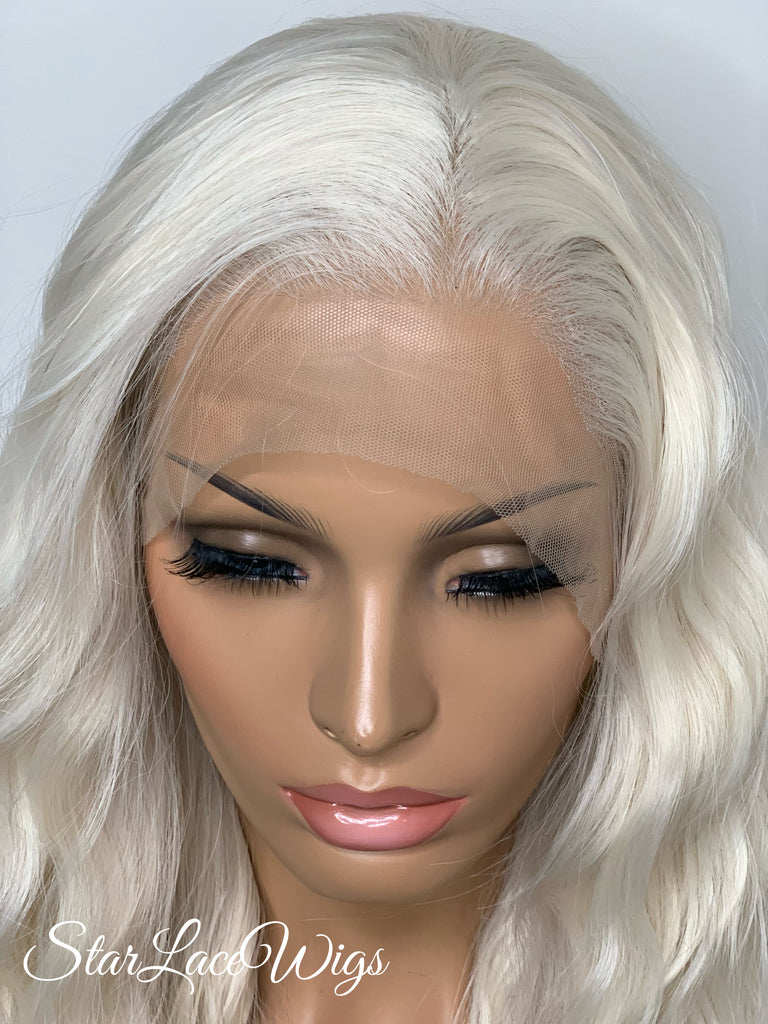 Long White Wavy Wig Lace Front (13x4) - Winter