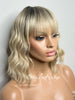 Blonde Wavy Bob Wig with Bangs Rooted - Grace