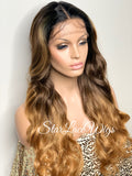 Long Brown Auburn Ombre Lace Front Wig Center Part - Ramona