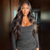 Long Wavy Black Blonde Highlights HD Lace Front Wig Center Part - Selene