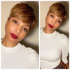 Short Straight Strawberry Blonde Pixie Wig Bangs - Val