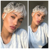 Short Straight White Platinum Blonde Pixie Wig Bangs - Jean