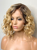 Lace Front Wig Short Wavy Blonde Synthetic Bob Brown Roots - Winnie