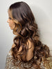 Long Curly Brown Highlights Mix HD Lace Front Wig Center Part - Teresa