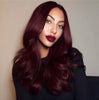 Long Burgundy Human Hair Blend HD Lace Front Wig (13x4) Free Part - Stephanie