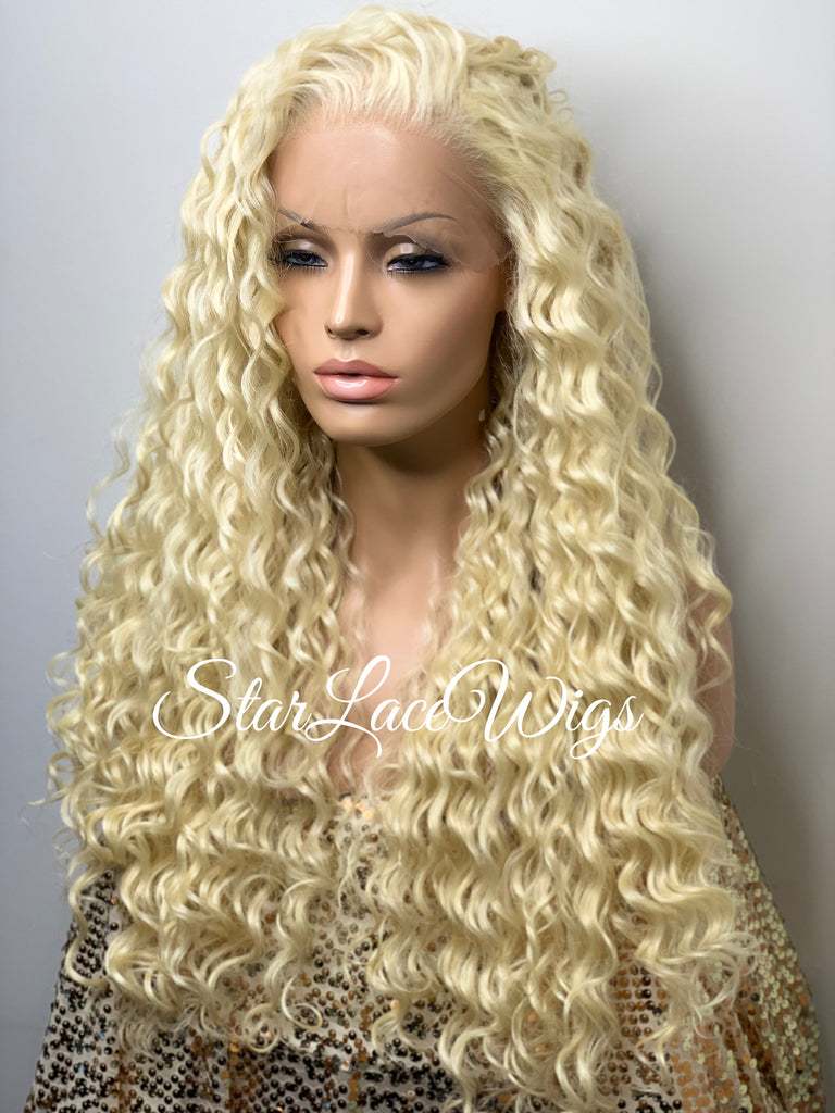 Long Wavy Lace Front Wig (6x13) Parting Space Platinum Blonde #613 - Chance