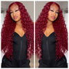 Long Red Curly Human Hair Blend HD Lace Front Wig (13x6) - Denise